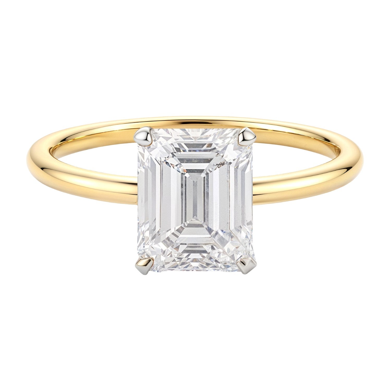 2 Carat Emerald Lab Grown IGI G/VS1 Diamond Solitaire Ring in 10K Yellow Gold 