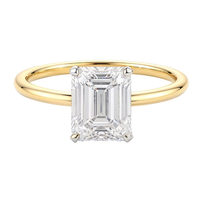 2 Carat Emerald Lab Grown IGI G/VS1 Diamond Solitaire Ring in 10K Yellow Gold 