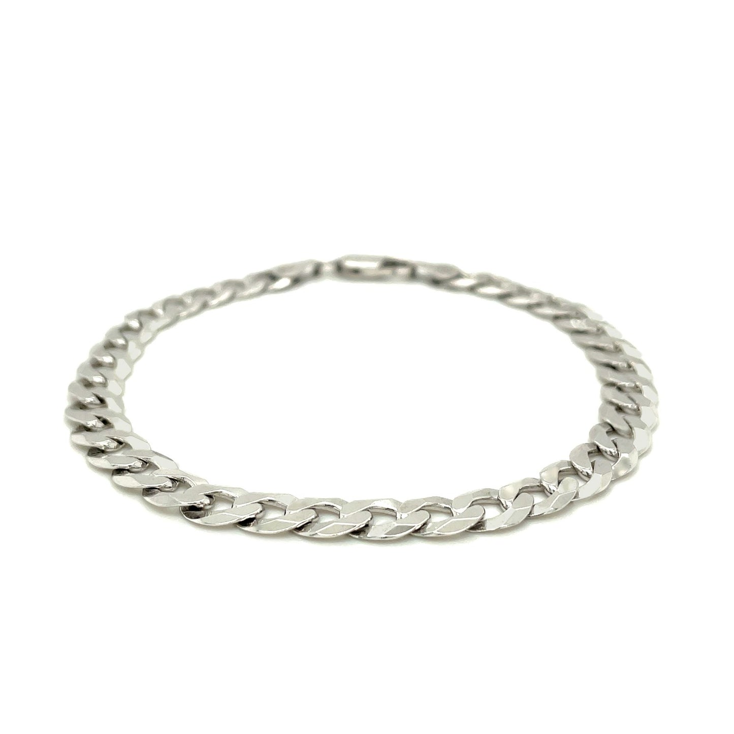 Rhodium Plated Sterling Silver Curb Style Bracelet (7.20 mm) 