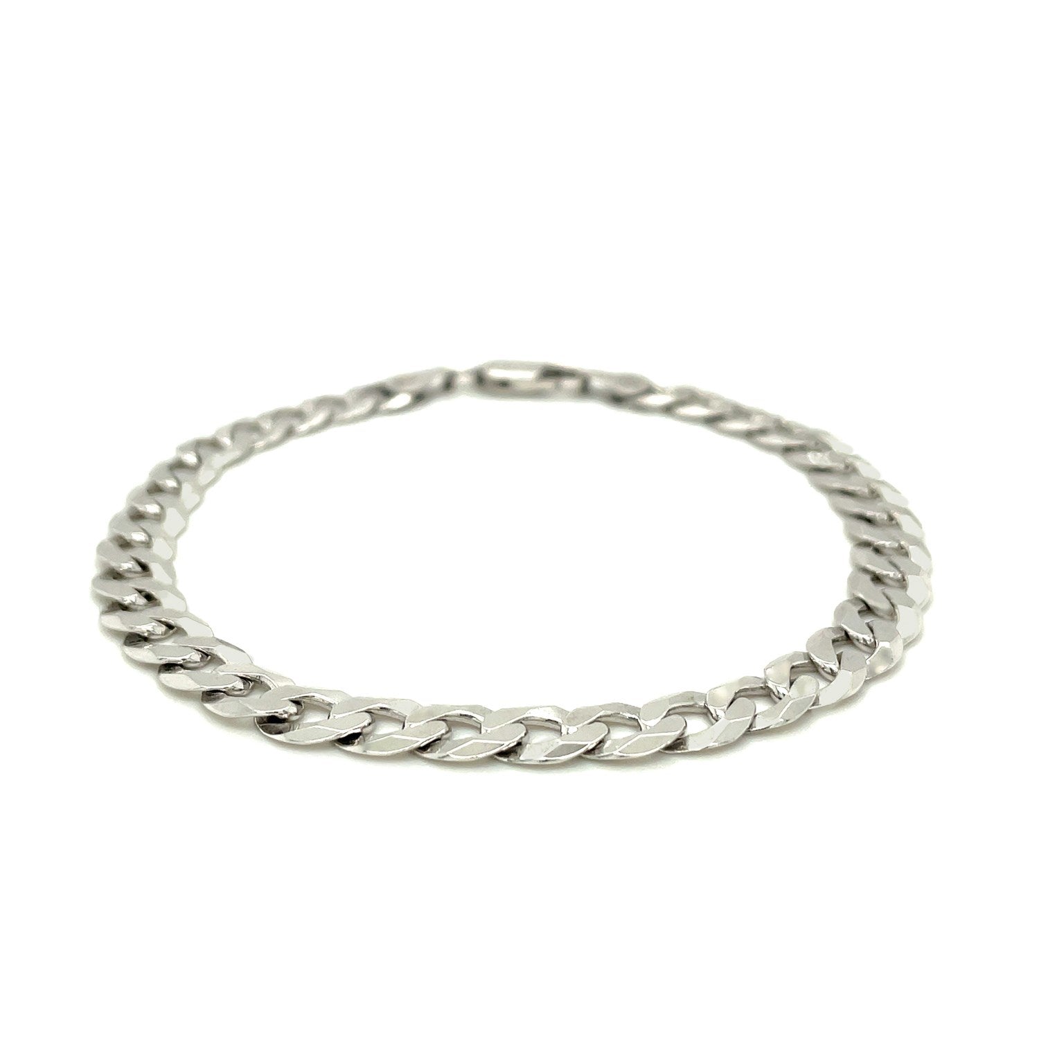 Rhodium Plated Sterling Silver Curb Style Bracelet (7.20 mm) 