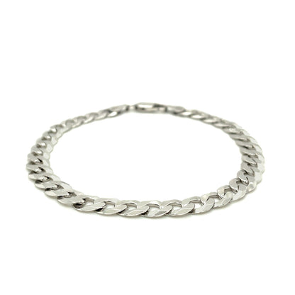 Rhodium Plated Sterling Silver Curb Style Bracelet (7.20 mm) 