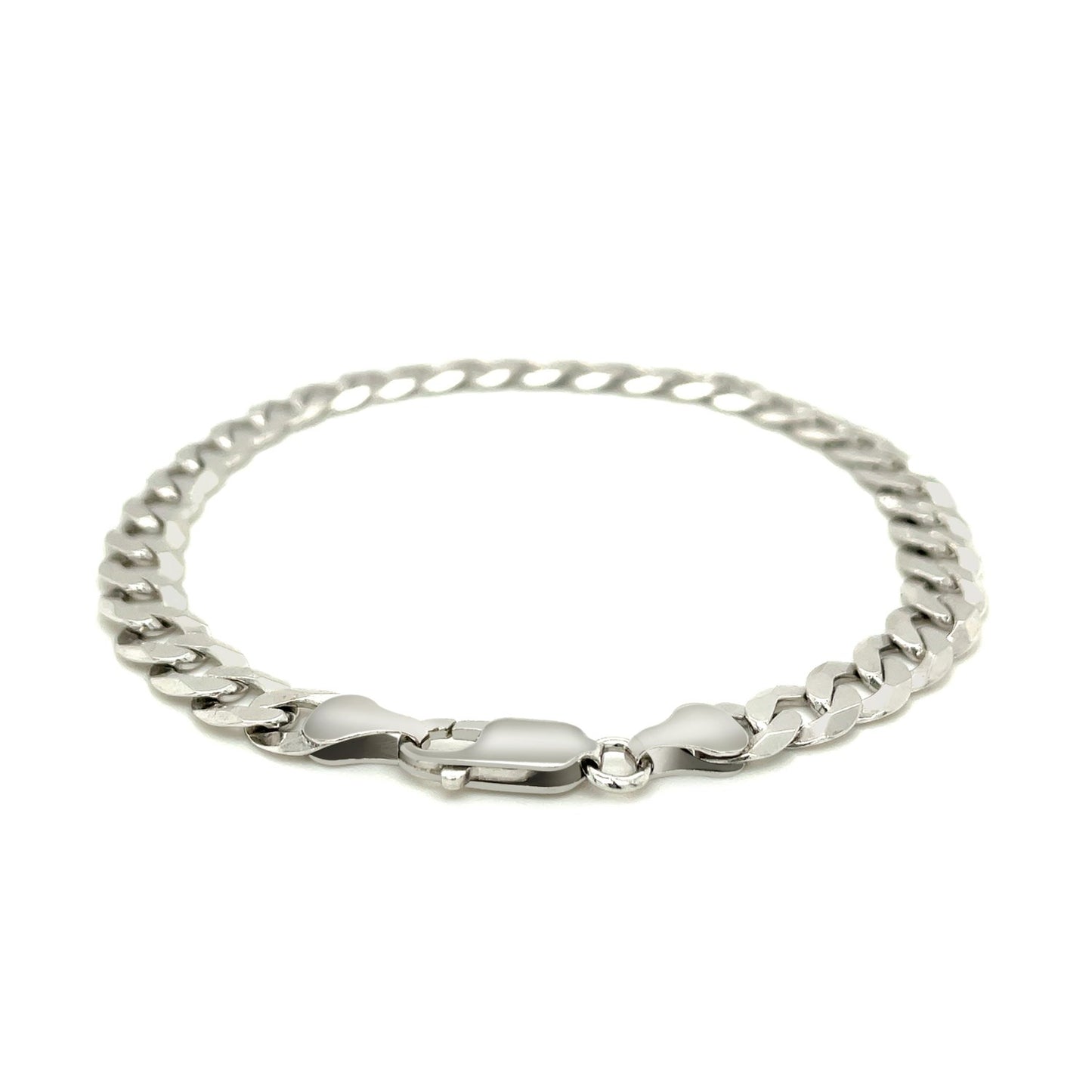 Rhodium Plated Sterling Silver Curb Style Bracelet (7.20 mm) 