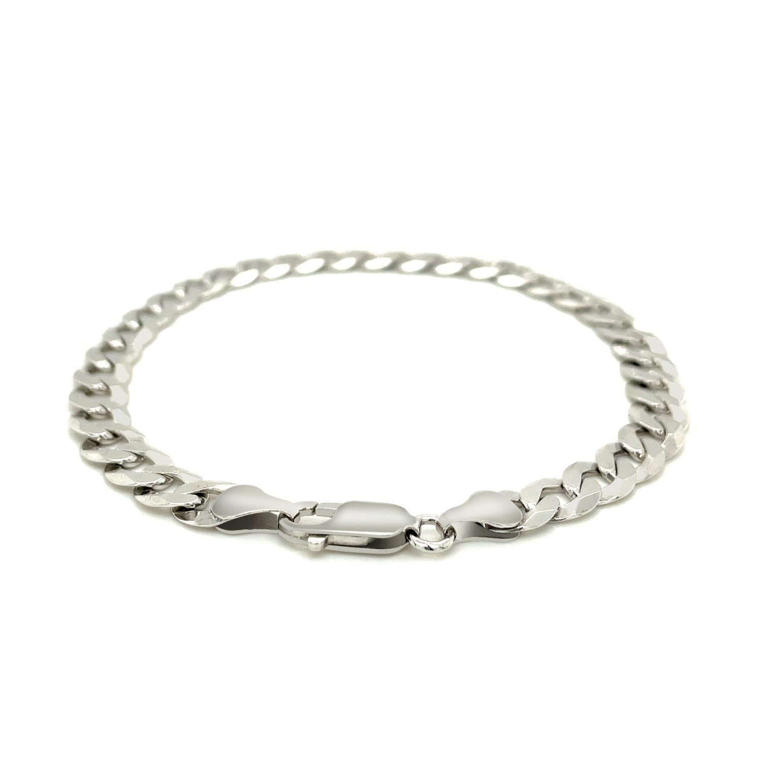 Rhodium Plated Sterling Silver Curb Style Bracelet (7.20 mm) 