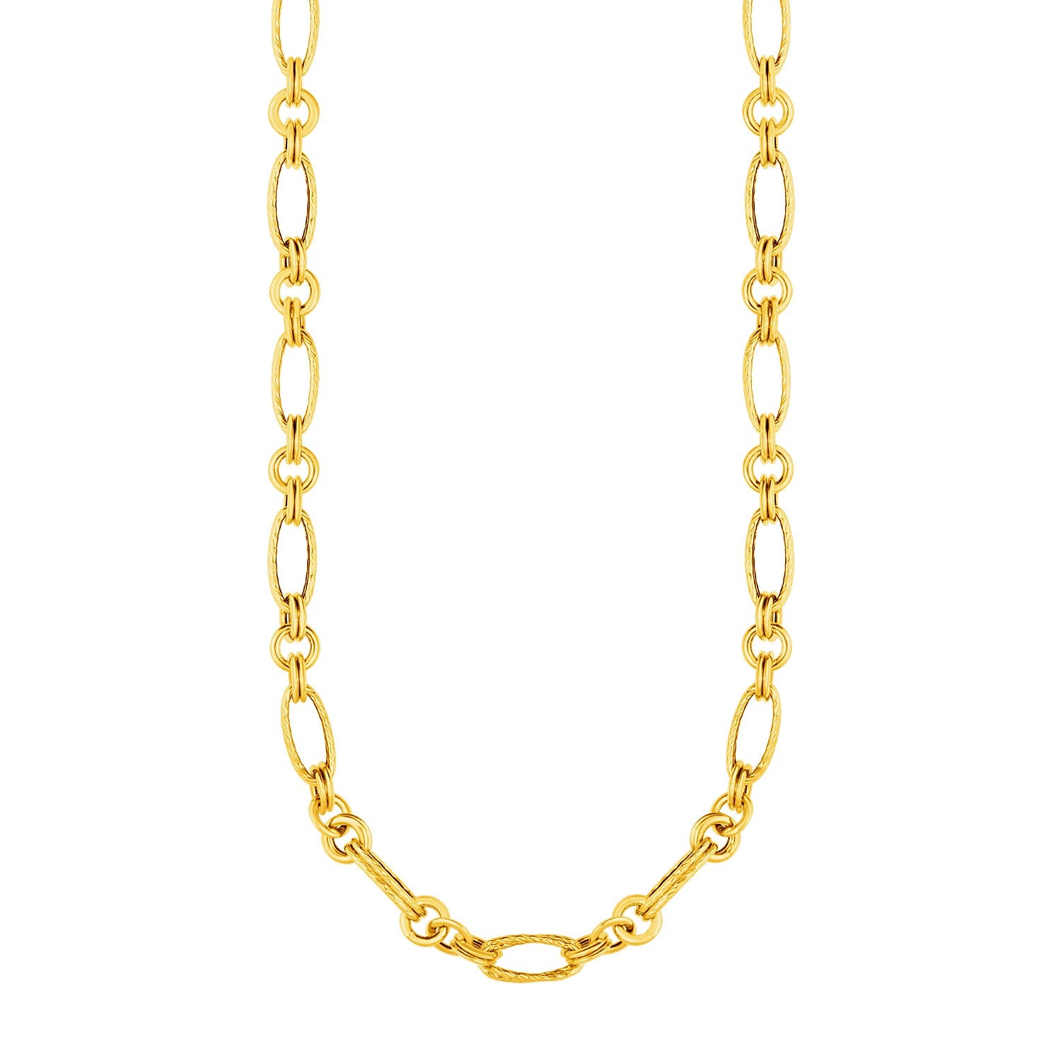 14k Yellow Gold Twisted and Polished Link Necklace 