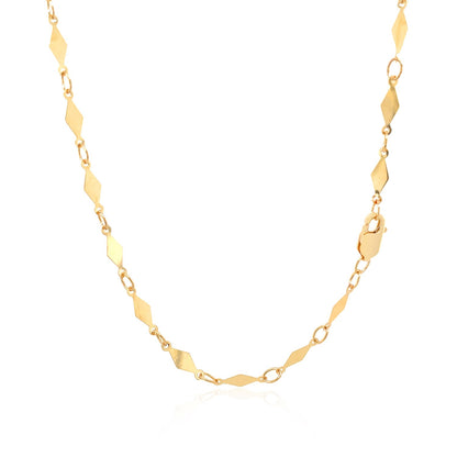 14K Yellow Gold Polished Diamond Motif Chain (3.00 mm) 
