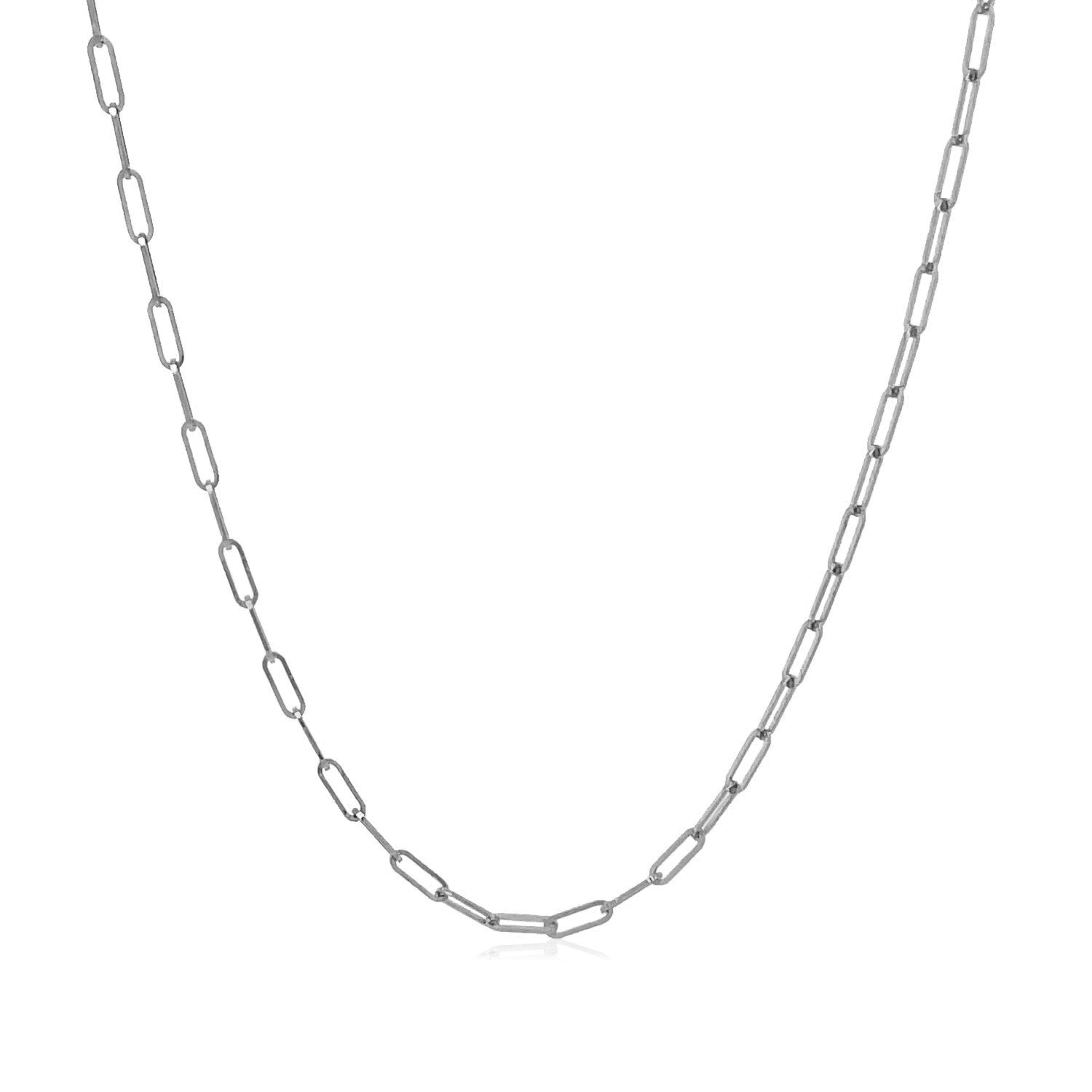 18K White Gold Fine Paperclip Chain (1.50 mm) 