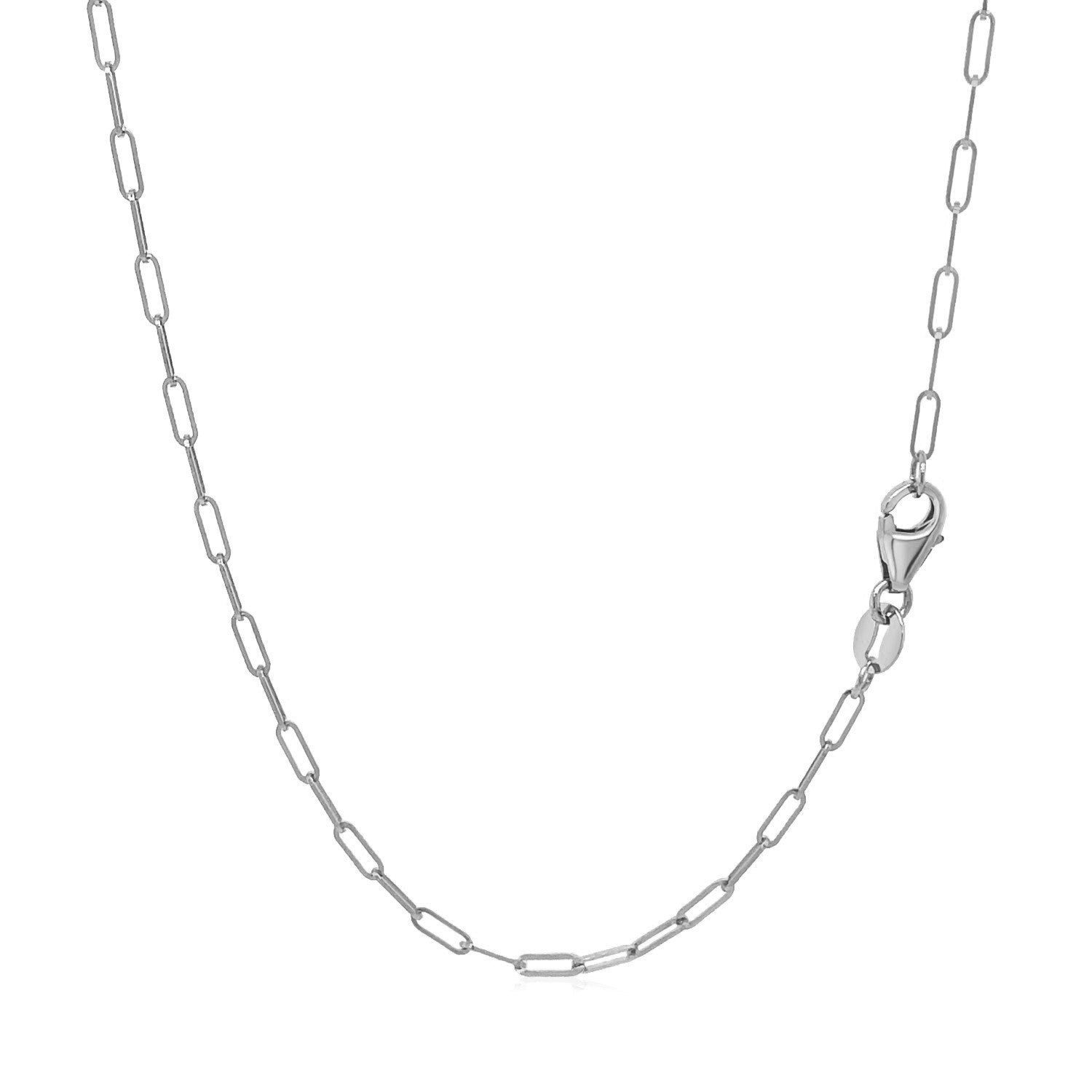18K White Gold Fine Paperclip Chain (1.50 mm) 