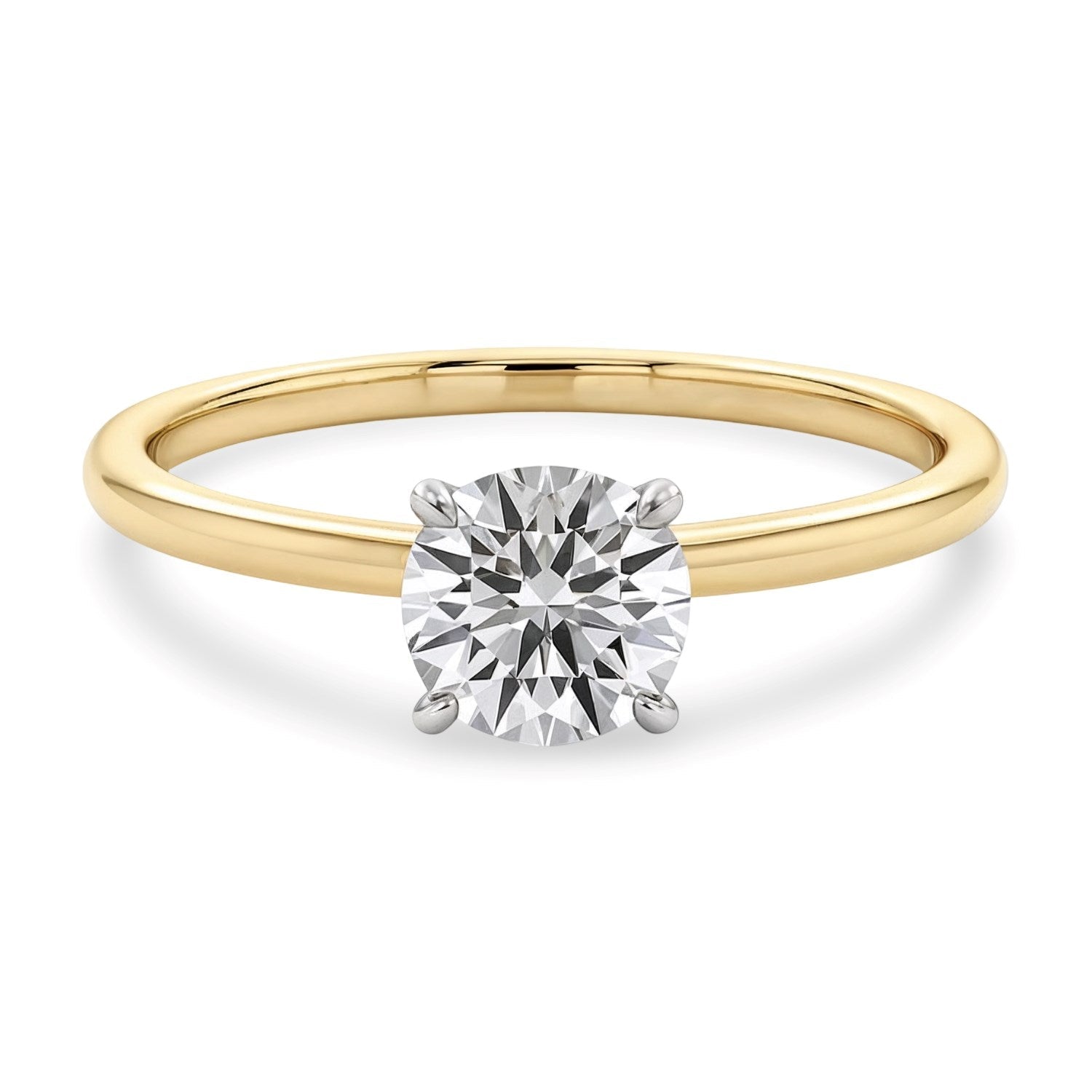 3/4 Carat Round Lab Grown IGI G/VS1 Diamond Solitaire Ring in 10K Yellow Gold 