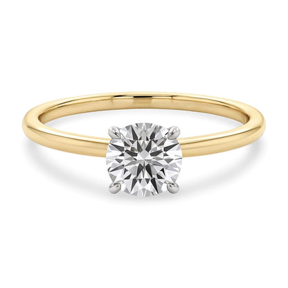 3/4 Carat Round Lab Grown IGI G/VS1 Diamond Solitaire Ring in 10K Yellow Gold 
