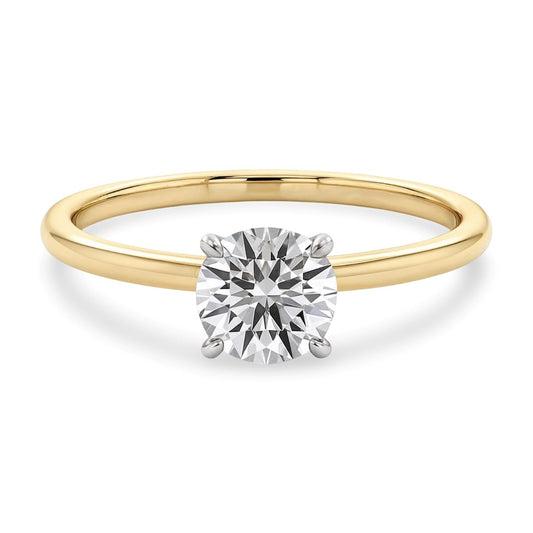 3/4 Carat Round Lab Grown IGI G/VS1 Diamond Solitaire Ring in 10K Yellow Gold 