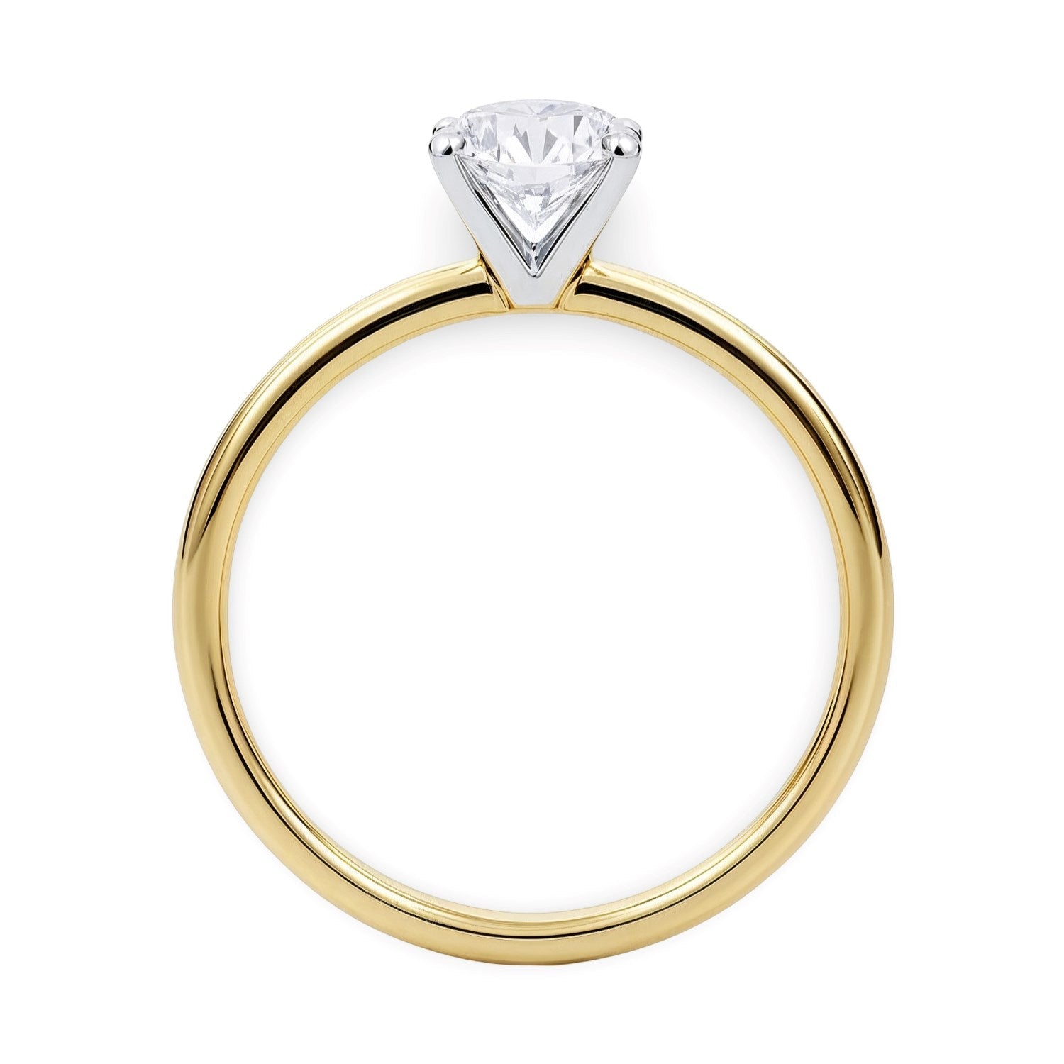 3/4 Carat Round Lab Grown IGI G/VS1 Diamond Solitaire Ring in 10K Yellow Gold 