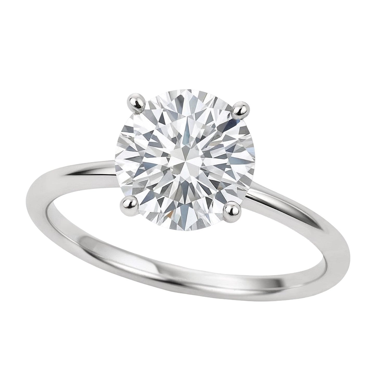 2 Carat Round Lab Grown IGI G/VS1 Diamond Solitaire Ring in Sterling Silver 