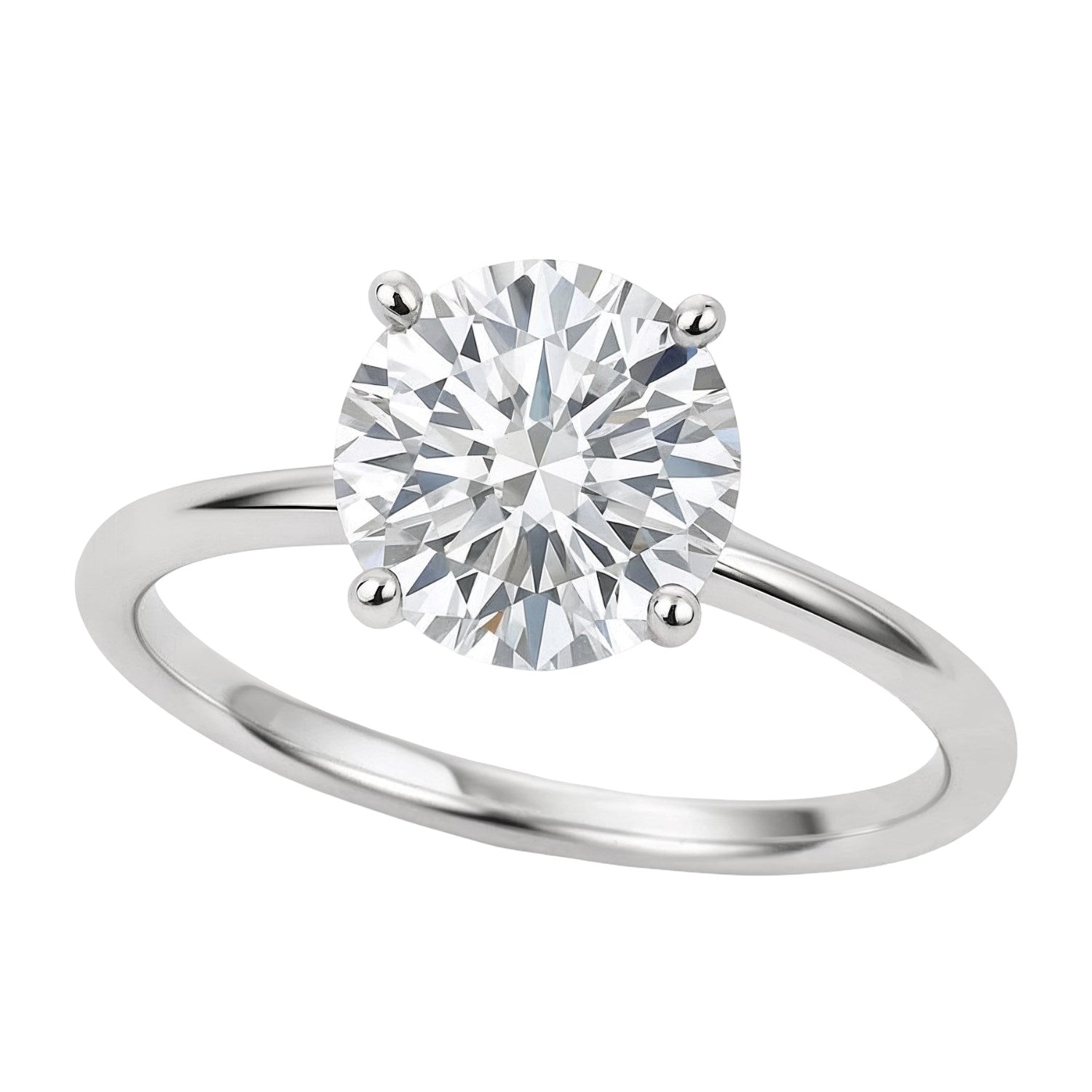 2 Carat Round Lab Grown IGI G/VS1 Diamond Solitaire Ring in Sterling Silver 