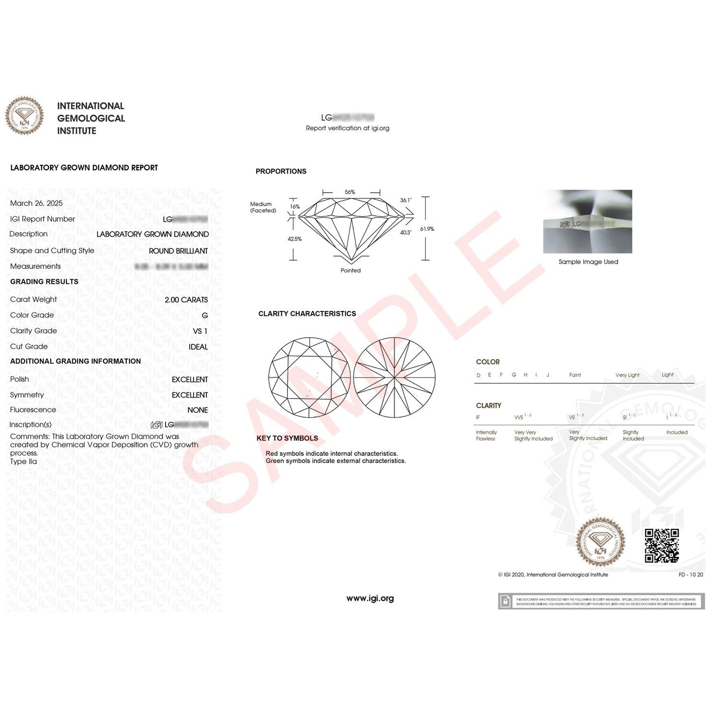 2 Carat Round Lab Grown IGI G/VS1 Diamond Solitaire Ring in Sterling Silver 