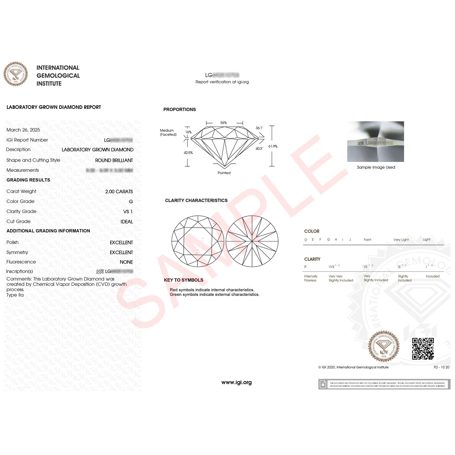 2 Carat Round Lab Grown IGI G/VS1 Diamond Solitaire Ring in Sterling Silver 