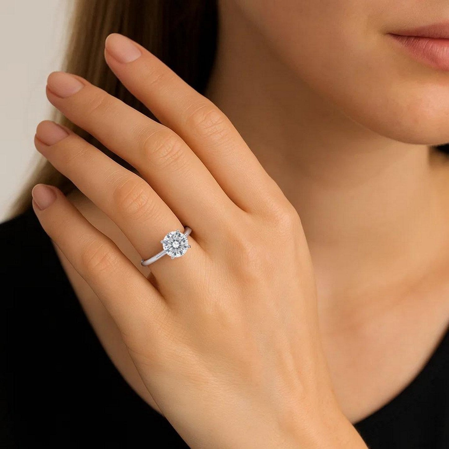 2 Carat Round Lab Grown IGI G/VS1 Diamond Solitaire Ring in Sterling Silver 