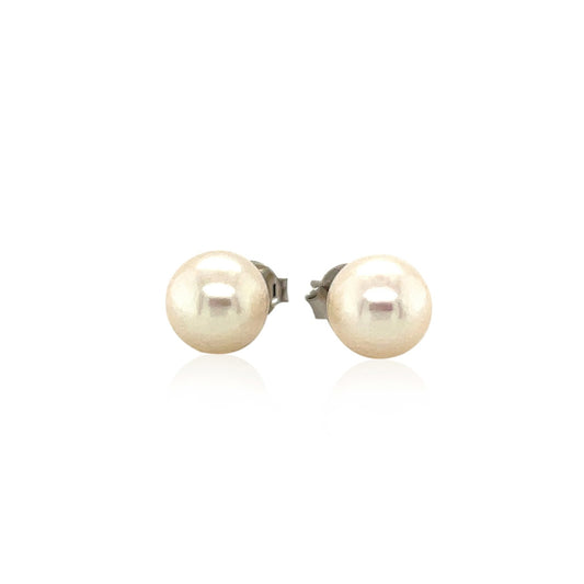 Freshwater Pearl Earrings in Sterling Silver(8mm) 