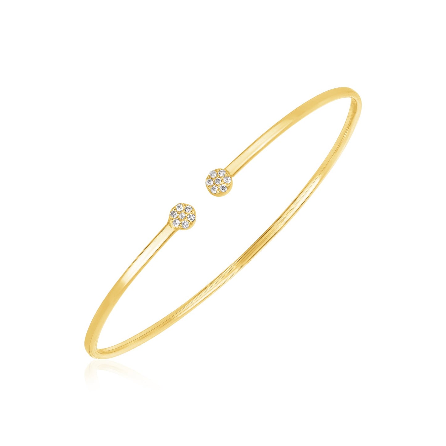 14k Yellow Gold High Polish Diamond Cluster Bangle (2.00 mm) 