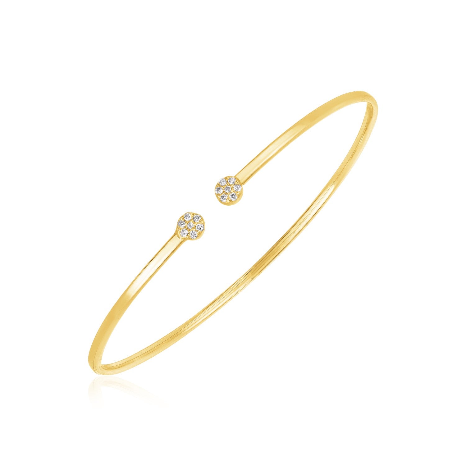 14k Yellow Gold High Polish Diamond Cluster Bangle (2.00 mm) 