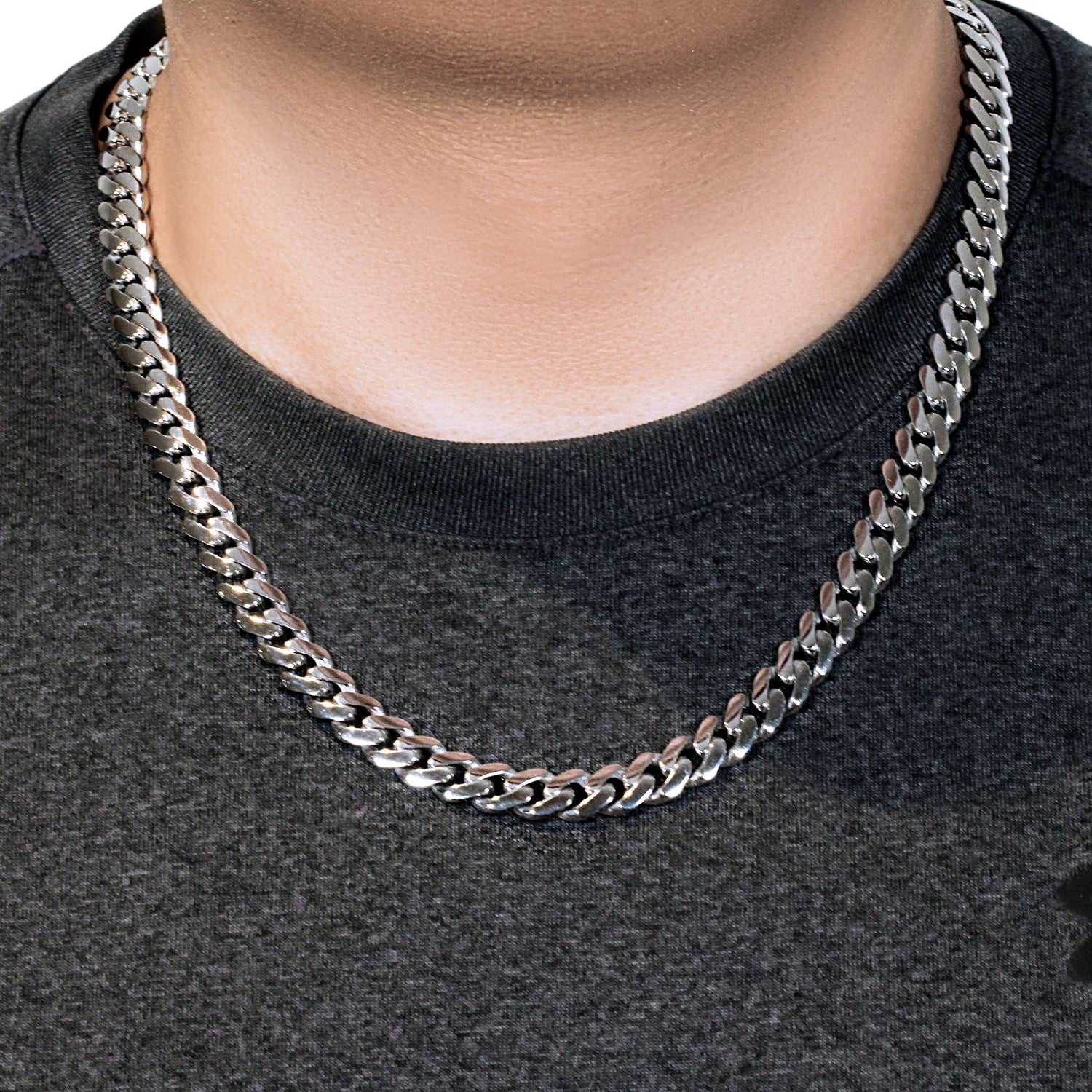 14k White Gold 22 inch Polished Curb Chain Necklace 