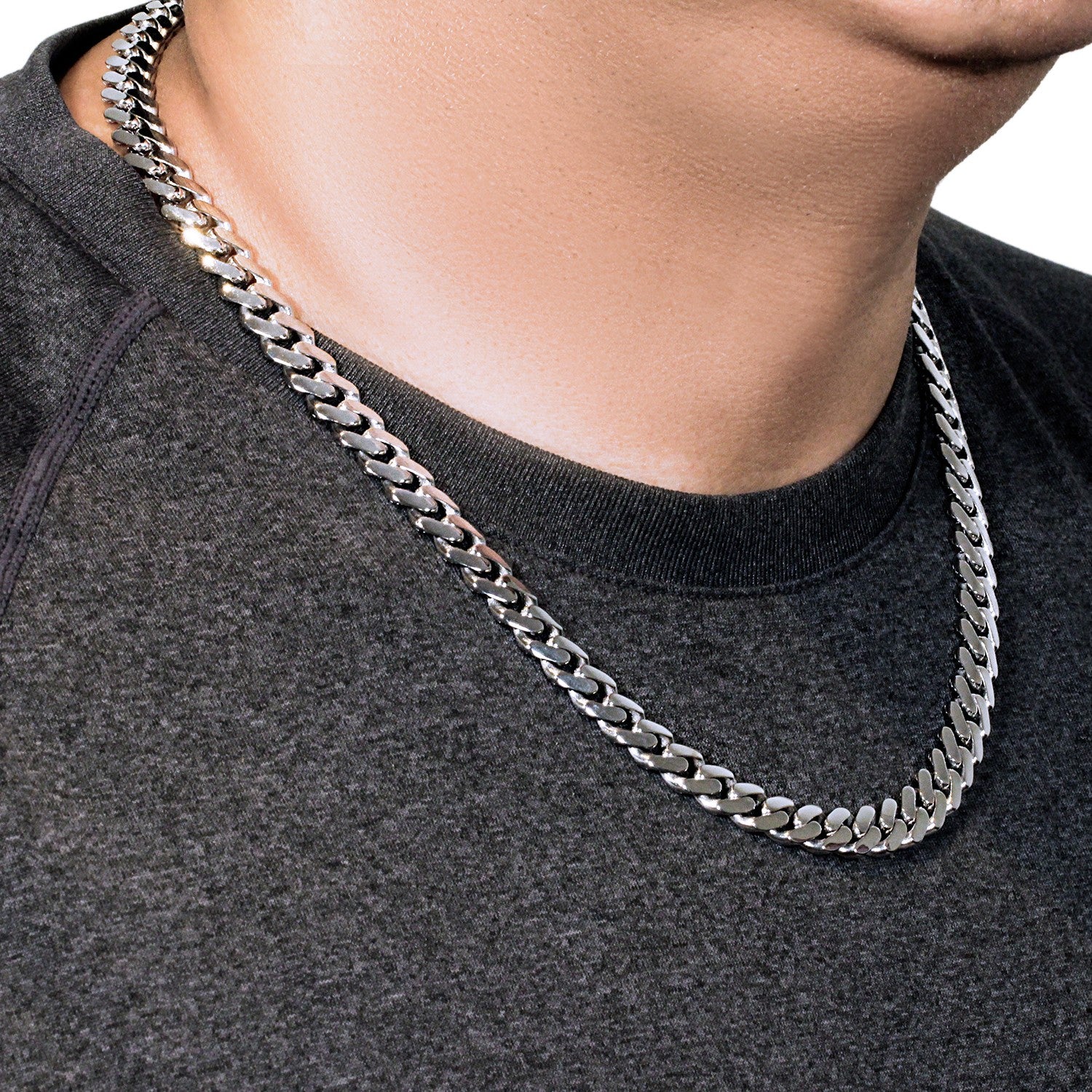 14k White Gold 22 inch Polished Curb Chain Necklace 