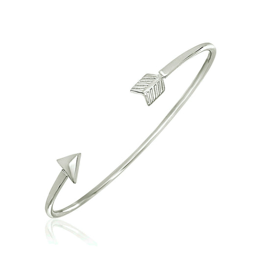 Sterling Silver Polished Arrow Cuff Bangle (3.00 mm) 