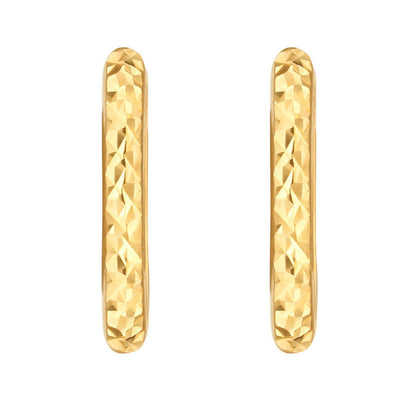 14K Yellow Gold Diamond Cut Fancy Huggie Earrings 