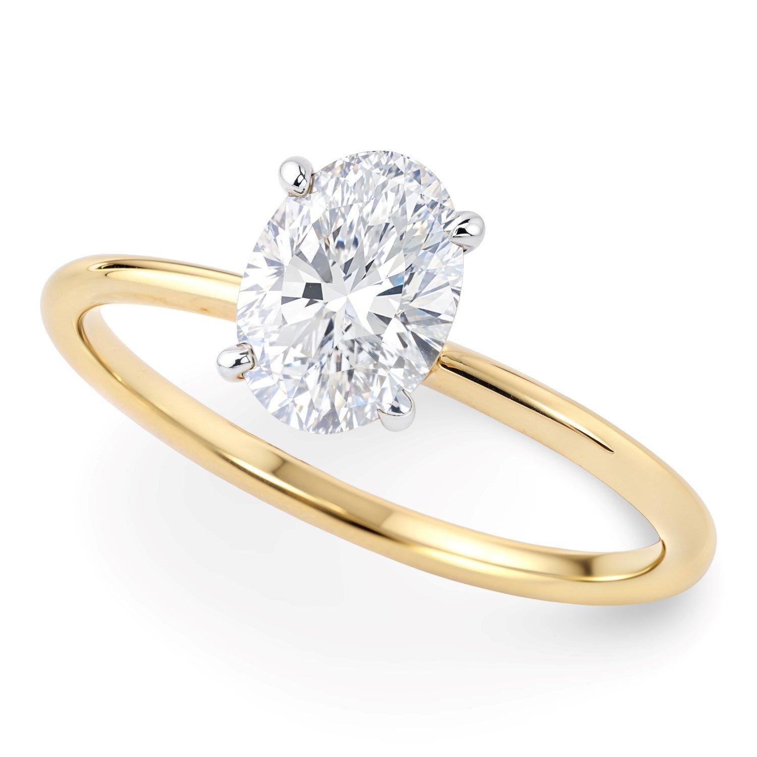 1 Carat Oval Lab Grown IGI G/VS1 Diamond Solitaire Ring in 10K Yellow Gold 