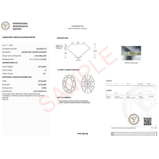 1 Carat Oval Lab Grown IGI G/VS1 Diamond Solitaire Ring in 10K Yellow Gold 