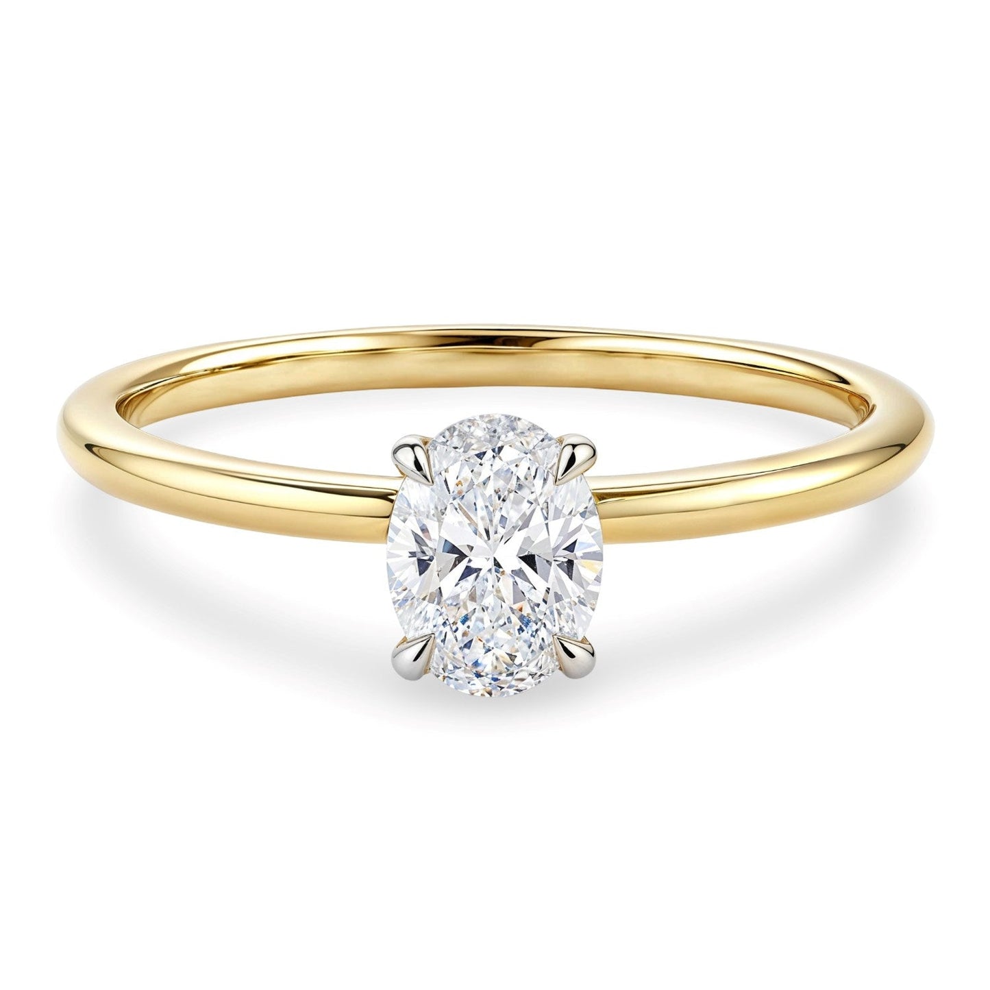 1 Carat Oval Lab Grown IGI G/VS1 Diamond Solitaire Ring in 10K Yellow Gold 