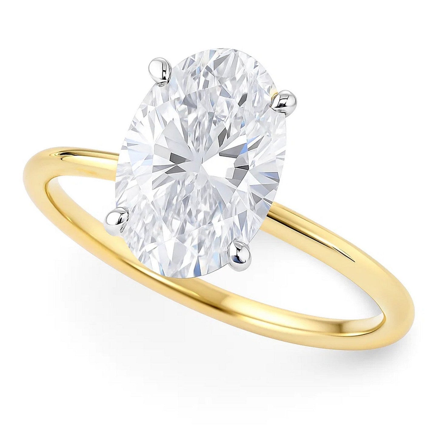 3 Carat Oval Lab Grown IGI G/VS1 Diamond Solitaire Ring in 10K Yellow Gold 