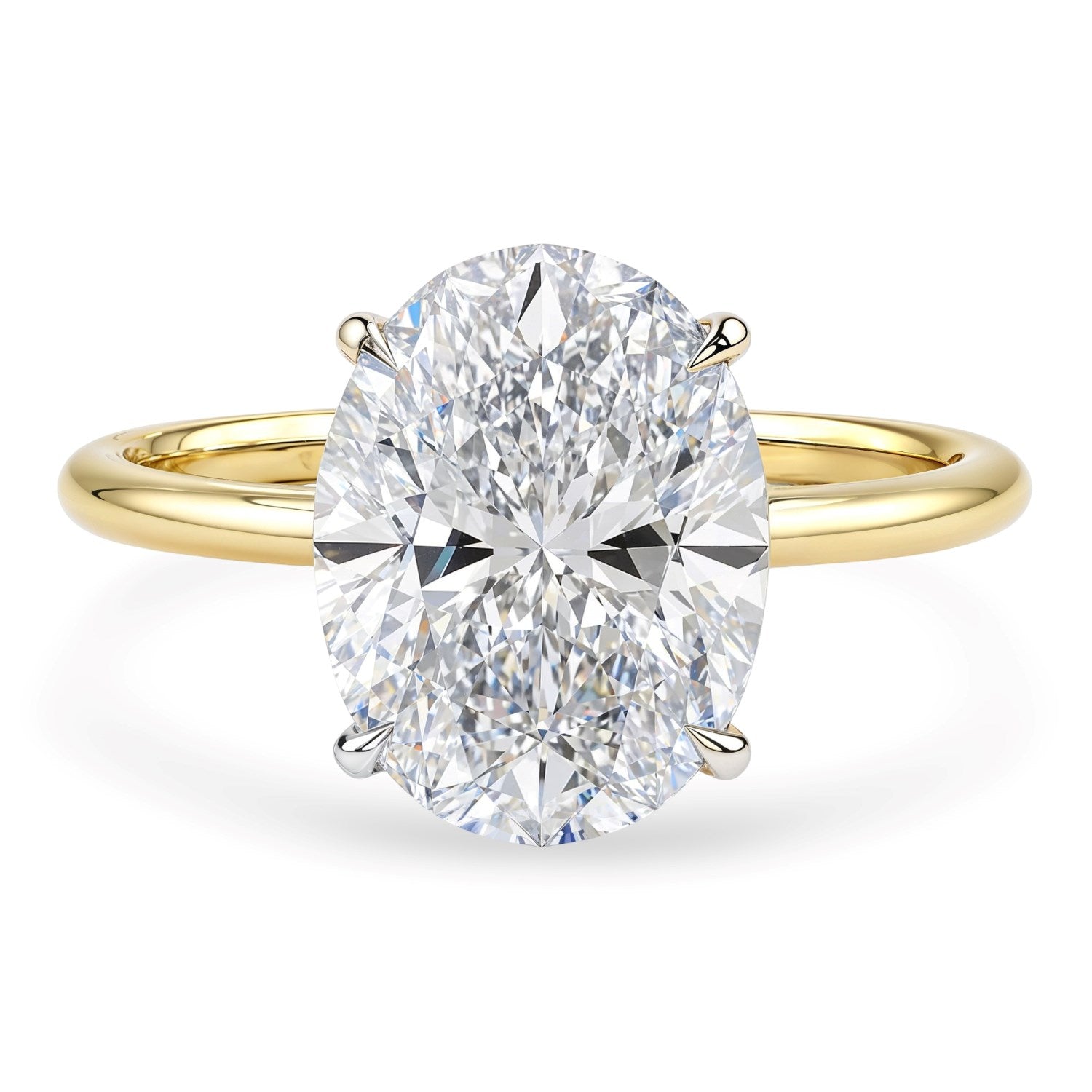 3 Carat Oval Lab Grown IGI G/VS1 Diamond Solitaire Ring in 10K Yellow Gold 