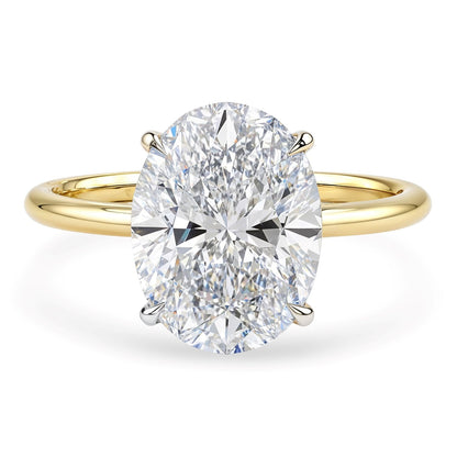 3 Carat Oval Lab Grown IGI G/VS1 Diamond Solitaire Ring in 10K Yellow Gold 