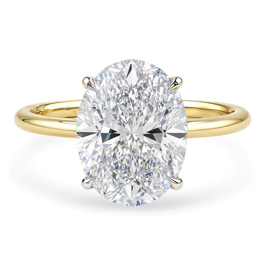 3 Carat Oval Lab Grown IGI G/VS1 Diamond Solitaire Ring in 10K Yellow Gold 