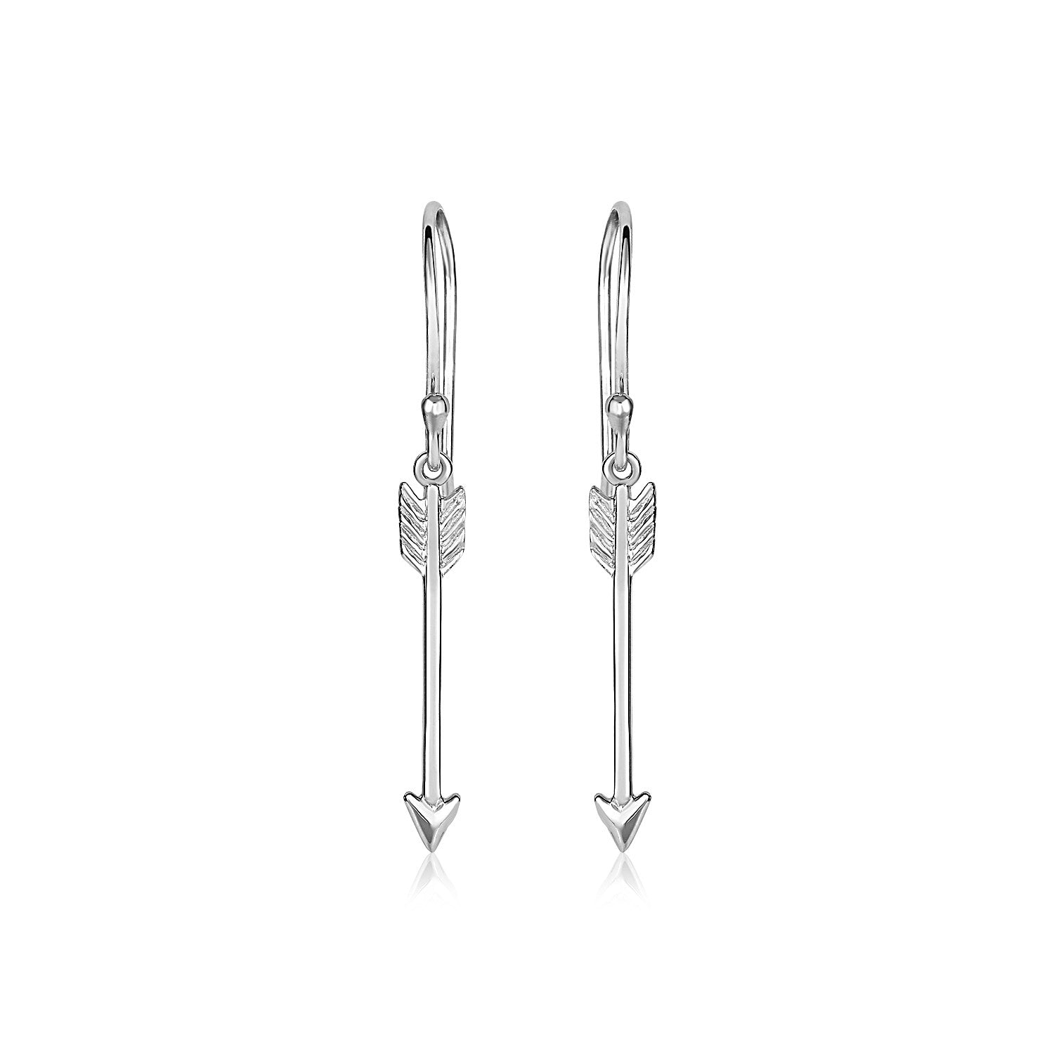 Sterling Silver Polished and Textured Arrow Earrings 
