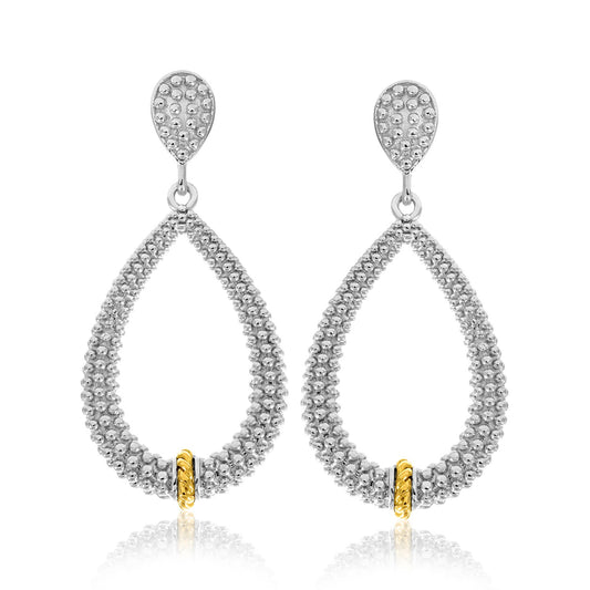 18k Yellow Gold & Sterling Silver Diamond Accented Graduated Popcorn Earrings 