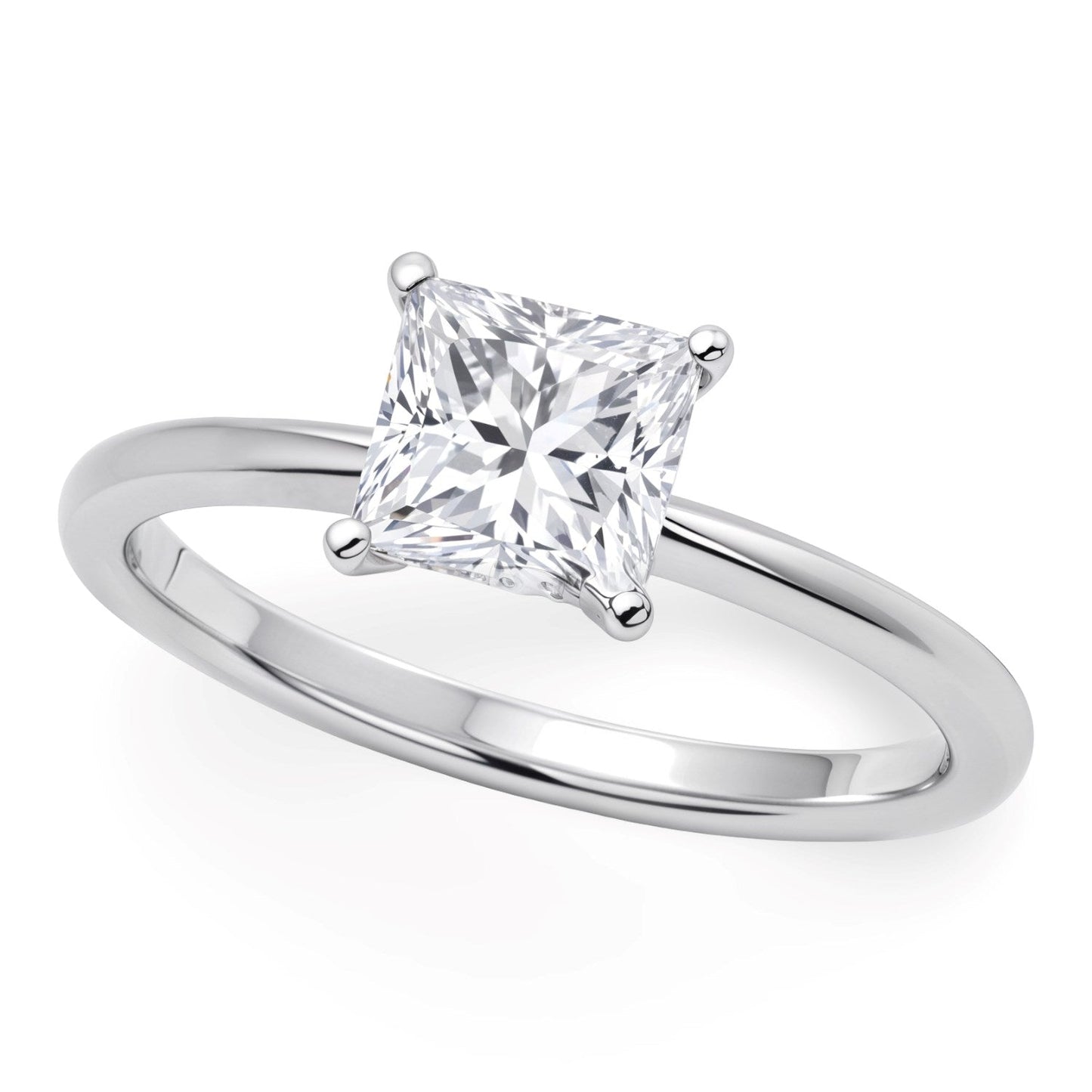 1 Carat Princess Lab Grown IGI G/VS1 Diamond Solitaire Ring in 10K White Gold 