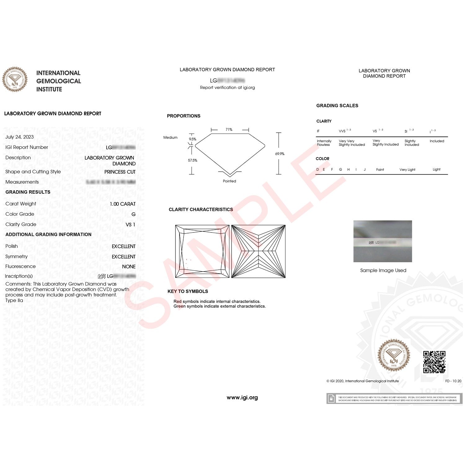 1 Carat Princess Lab Grown IGI G/VS1 Diamond Solitaire Ring in 10K White Gold 