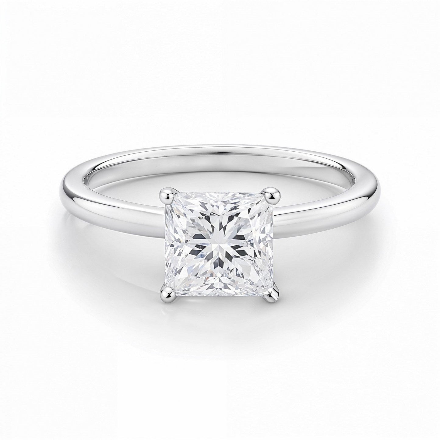 1 Carat Princess Lab Grown IGI G/VS1 Diamond Solitaire Ring in 10K White Gold 