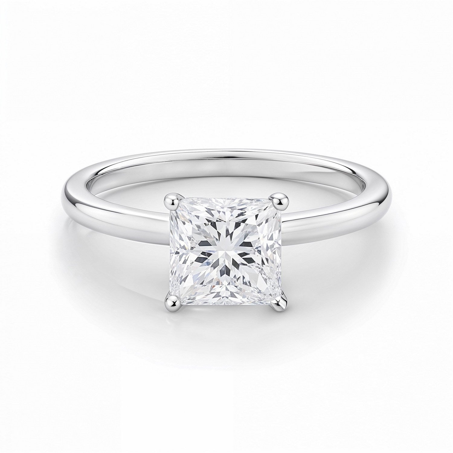 1 Carat Princess Lab Grown IGI G/VS1 Diamond Solitaire Ring in 10K White Gold 