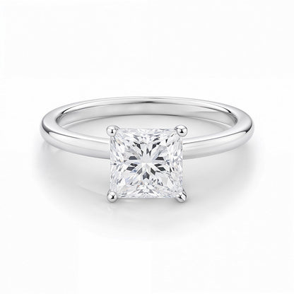 1 Carat Princess Lab Grown IGI G/VS1 Diamond Solitaire Ring in 10K White Gold 