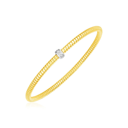 14k Yellow Gold Stretch Bangle with Diamonds (3.00 mm) 