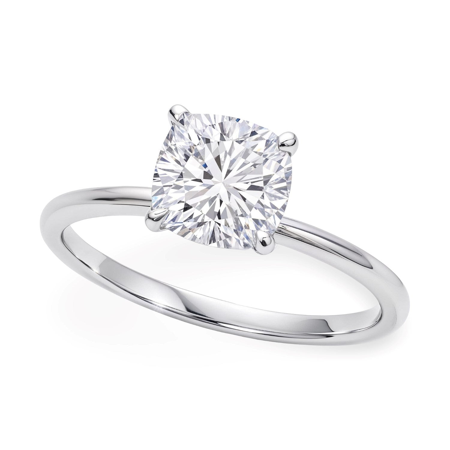 2 Carat Cushion Lab Grown IGI G/VS1 Diamond Solitaire Ring in 10K White Gold 