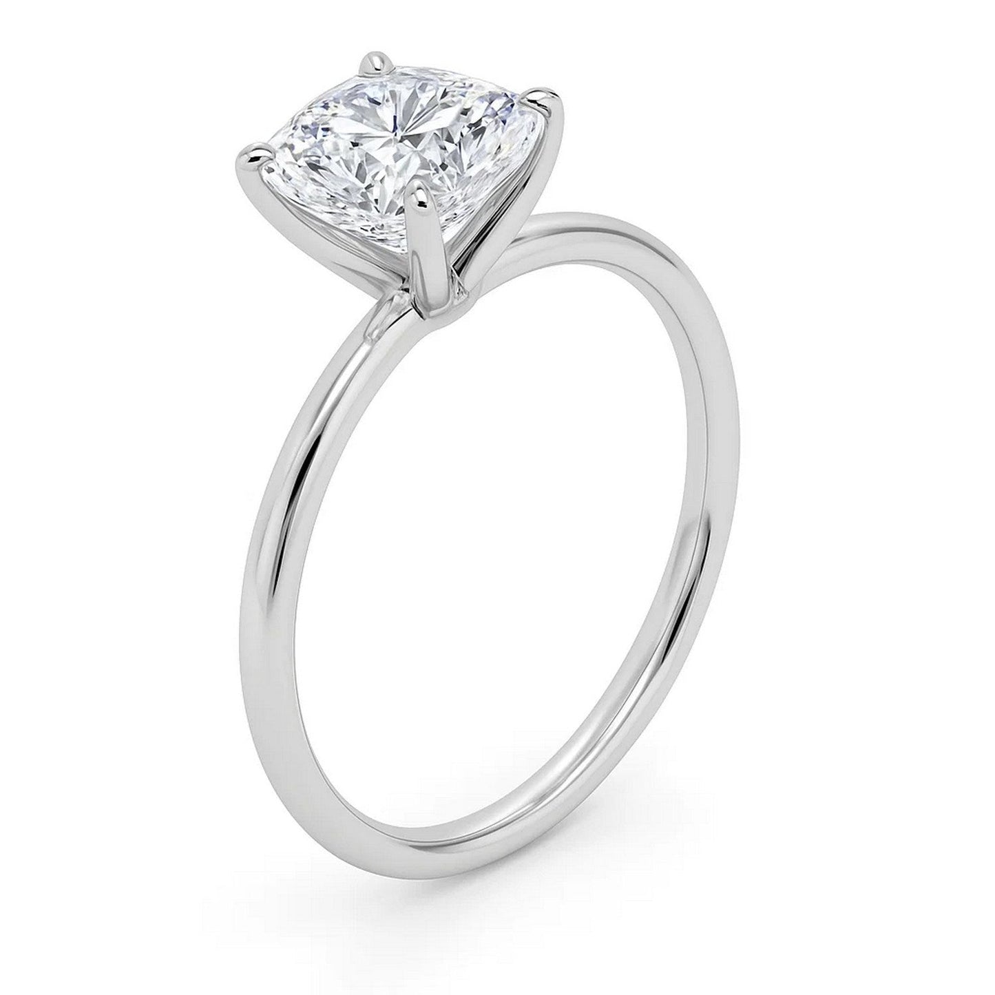 2 Carat Cushion Lab Grown IGI G/VS1 Diamond Solitaire Ring in 10K White Gold 
