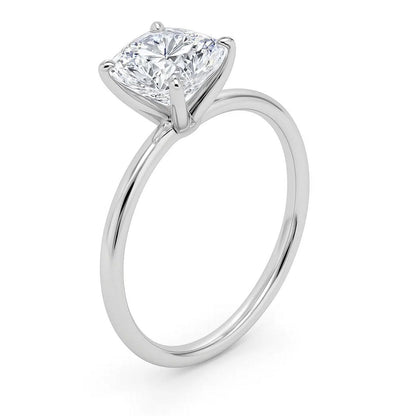 2 Carat Cushion Lab Grown IGI G/VS1 Diamond Solitaire Ring in 10K White Gold 