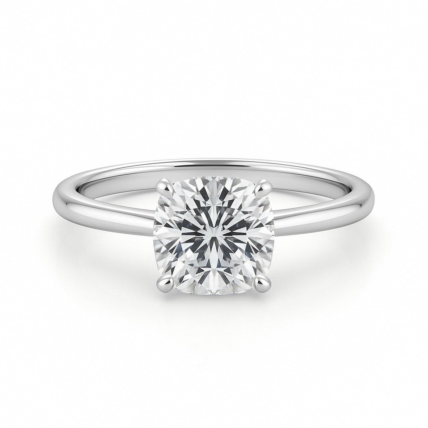 2 Carat Cushion Lab Grown IGI G/VS1 Diamond Solitaire Ring in 10K White Gold 
