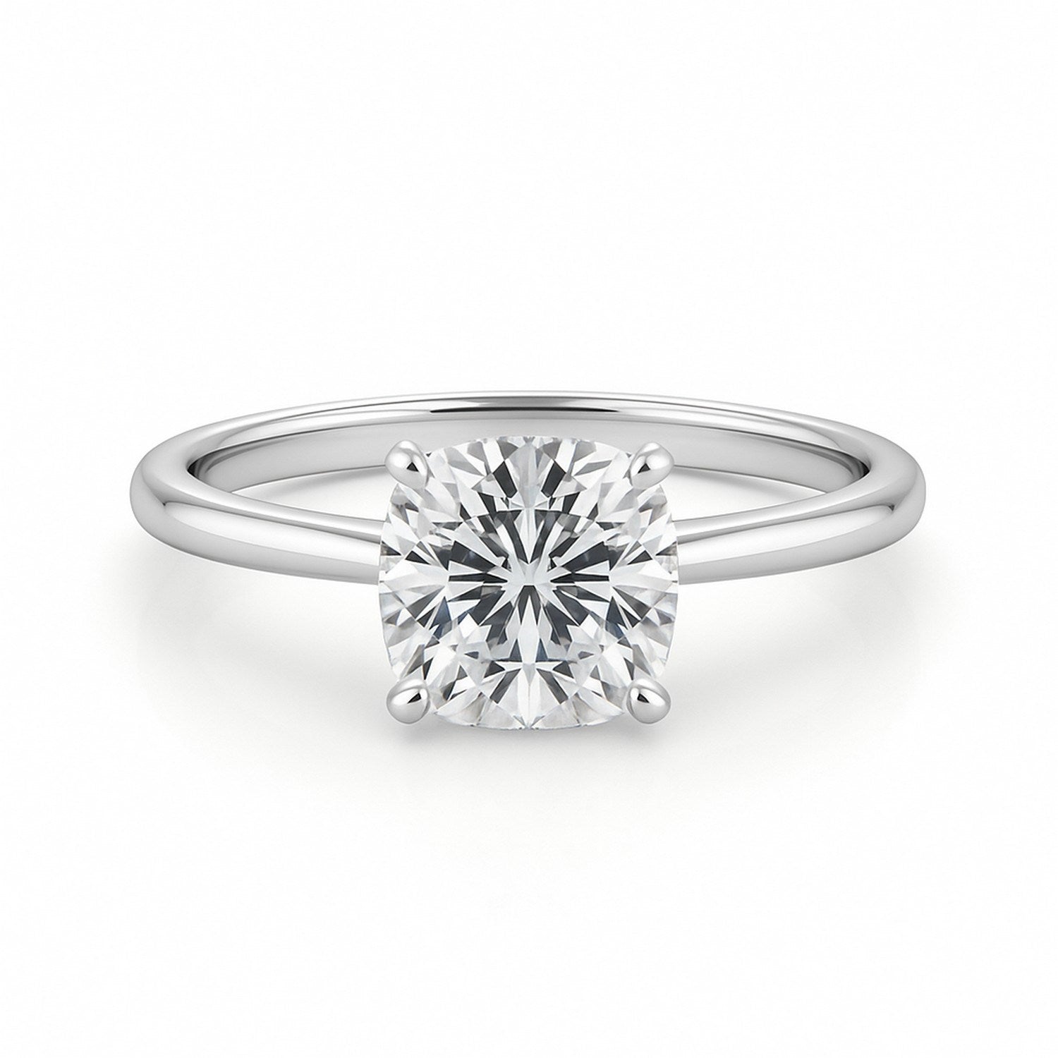 2 Carat Cushion Lab Grown IGI G/VS1 Diamond Solitaire Ring in 10K White Gold 