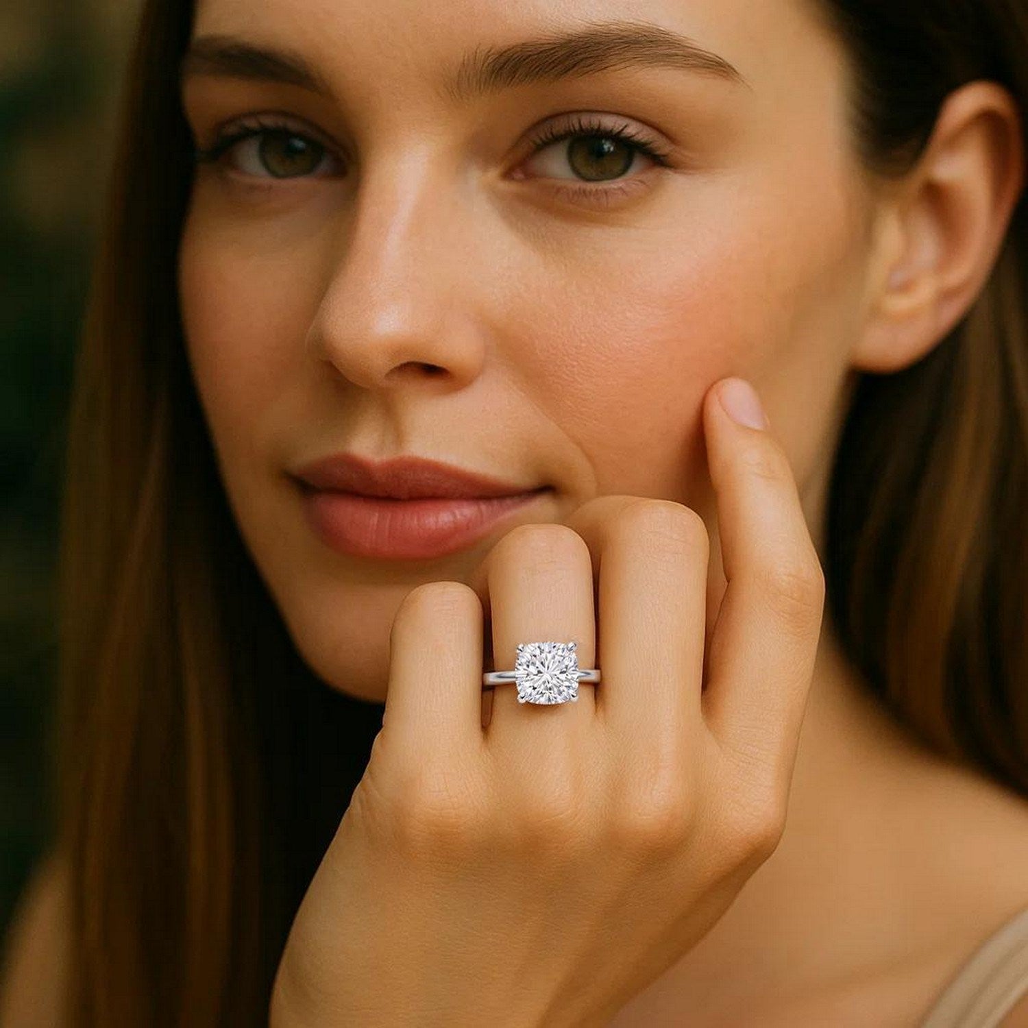 2 Carat Cushion Lab Grown IGI G/VS1 Diamond Solitaire Ring in 10K White Gold 