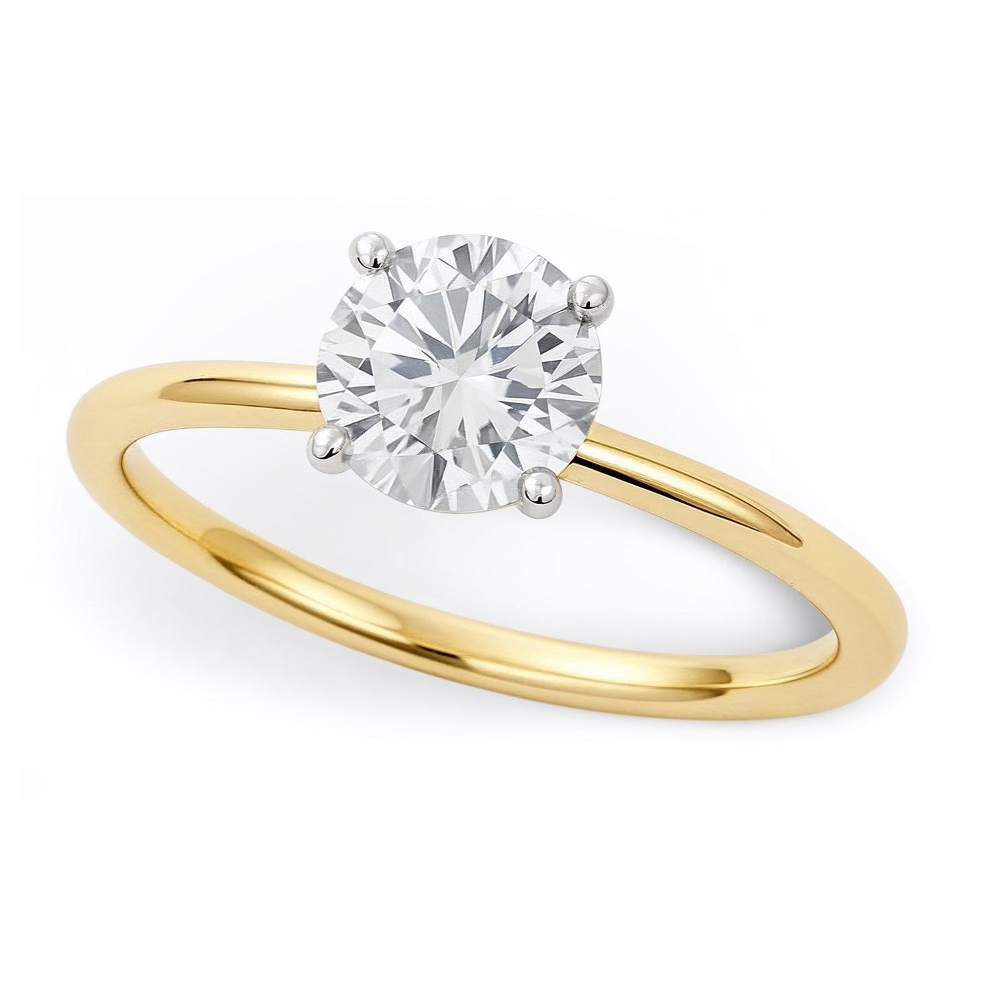 3/4 Carat Round Lab Grown IGI G/VS1 Diamond Solitaire Ring in 14K Yellow Gold 