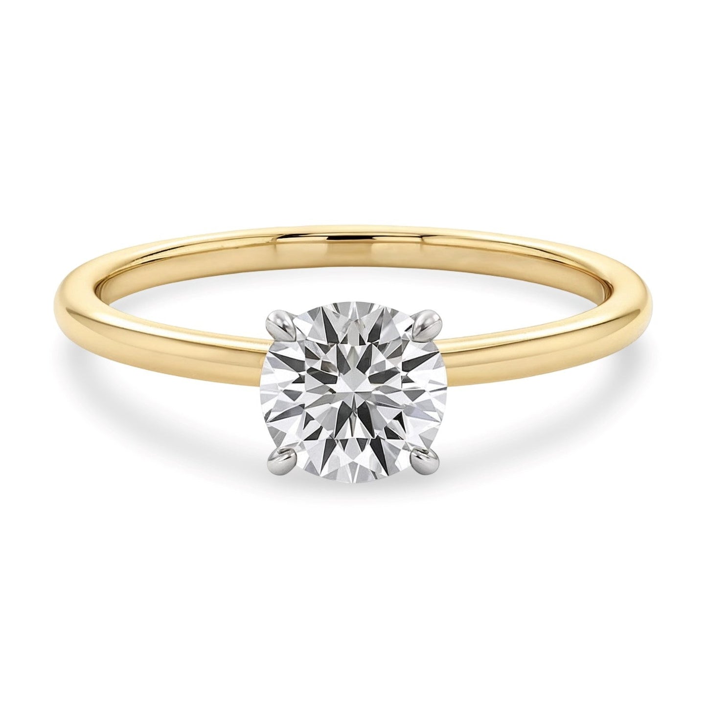 3/4 Carat Round Lab Grown IGI G/VS1 Diamond Solitaire Ring in 14K Yellow Gold 